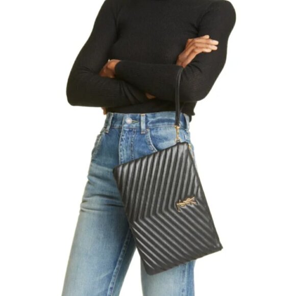 Saint Laurent Accessories - SAINT LAURENT Matelassé Tablet Pouch Quilted Leather
